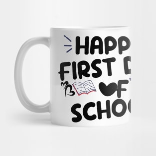 Primary First day of school designs: Happy Primary-secondary First Day of School, Vibrant back to school art, Funny School Quote, Back to School, Kids and Teachers Design Mug